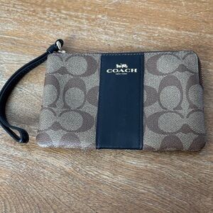 Coach Signature Brown and Black Wristlet